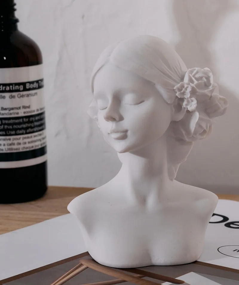 Description Picture 6 of itemMasked Girl Candle Silicone Mold DIY Gypsum Aromatherapy Epoxy Resin Soap Mold Human Candle Fragrance Stone Ornament Crafts