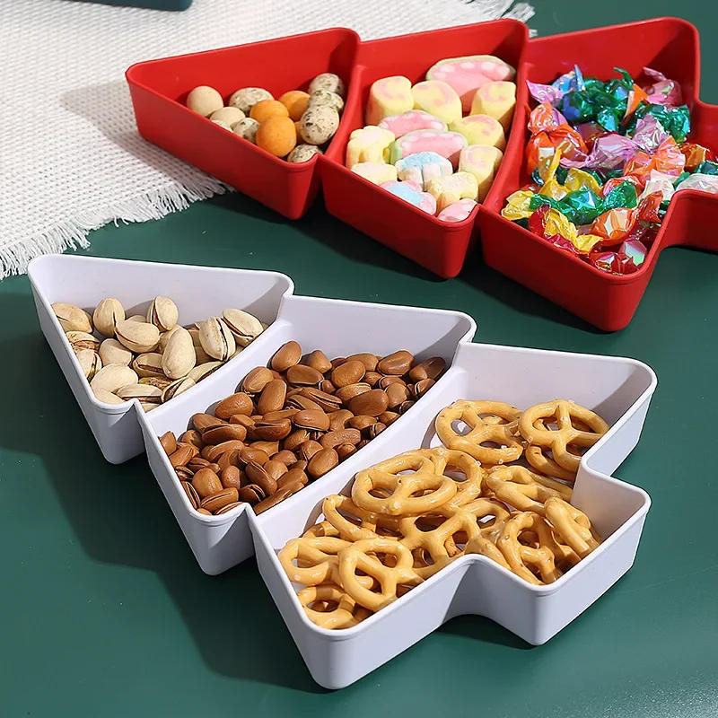 Description Picture 4 of item1/3 Pcs Christmas Decorations Fruit Dish Plastic Snacks Fruit Container Festive Christmas Tree Snack Tray for Fruits Desserts