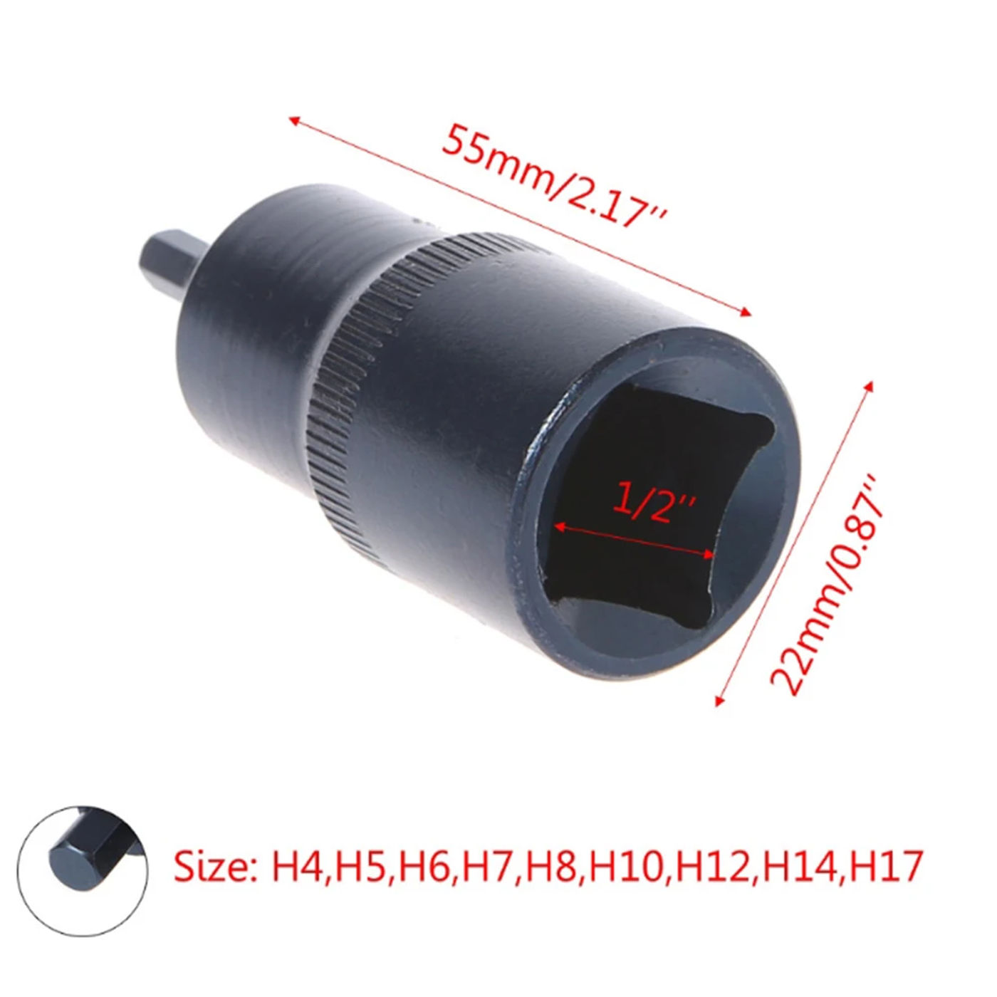 Description Picture 5 of item1/2Inch Drive Hexagon Socket Screwdriver Wrench Hex Socket Wrench Multi-Function Hand Tools Drill Bit  55mm H4-H17