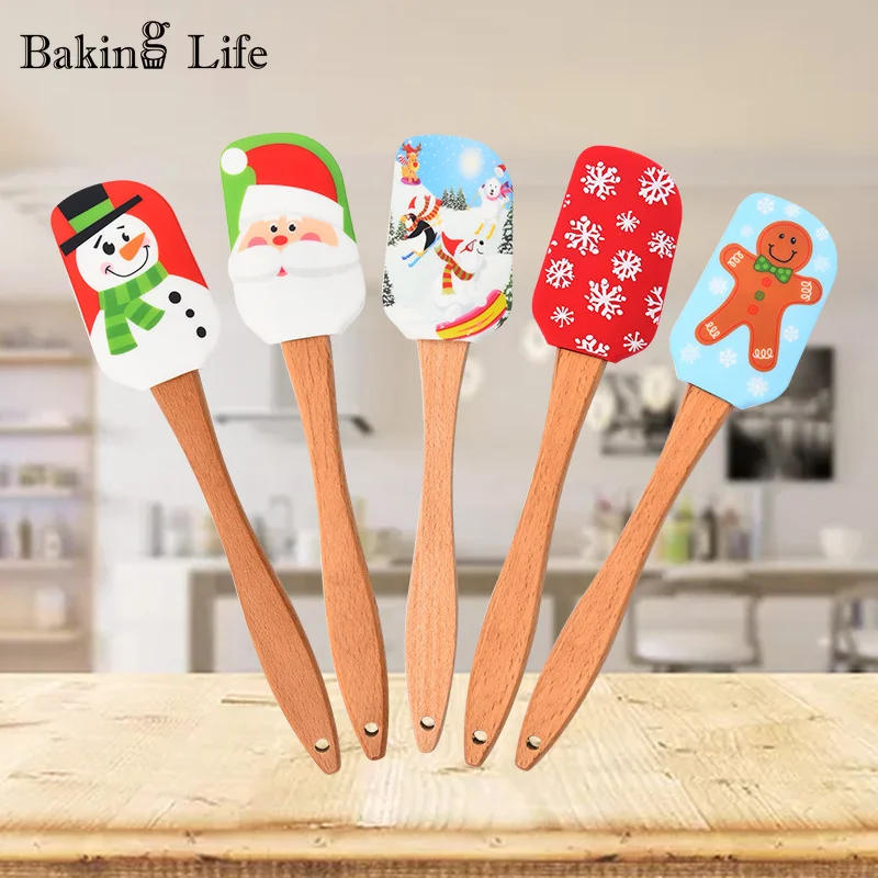 Description Picture 4 of itemNew Christmas Wooden Handle Kitchen Fondant Cake Cream Spatula Silicone Butter Scraper Kitchen Baking Tools Espatula Silicona