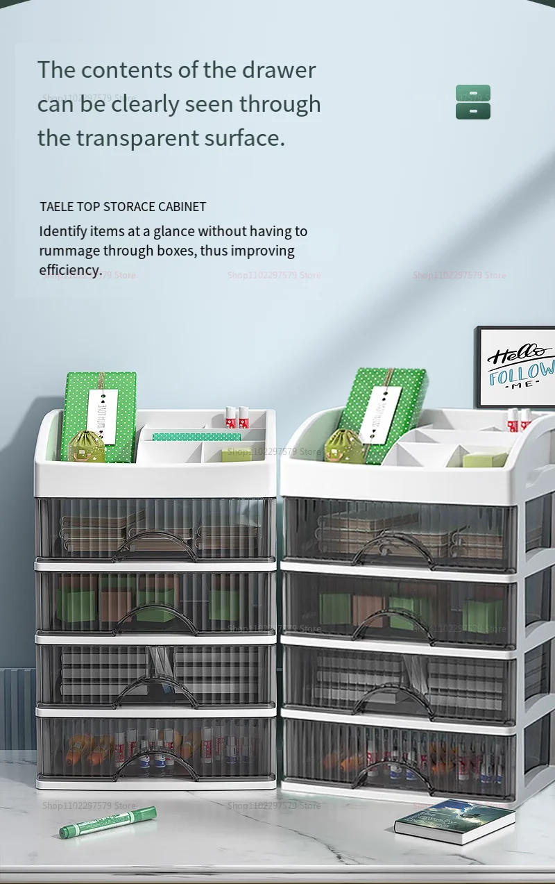 Description Picture 3 of itemCosmetic storage box dressing table skin care products storage rack dormitory desktop drawer type stationery organizer box