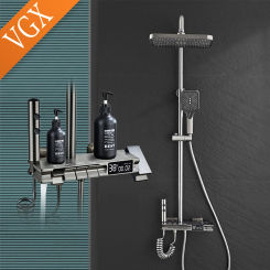 VGX Smart Shower System Intelligent Bathroom Digital Display Shower Faucet Set 4-way Rainlfall Bathroom Mixer Bidet Shower Set