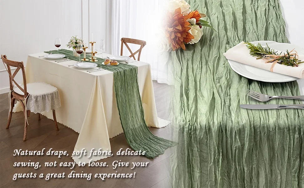 Description Picture 2 of itemTable Runner Balinese Gauze Pleated Tablecloth Wedding Banquet Boho Wedding Decor Holiday Banquet Luxury Tablecloth