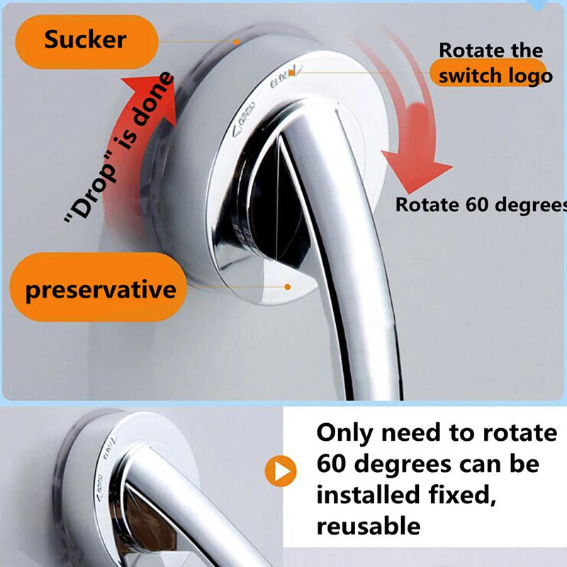 Description Picture 6 of item1-5pcs Anti-slip Handrail With Suction Cup No Drilling Toilet Bathroom Safety Grab Bar Handle For Bathtub Glass Door Bath Supply