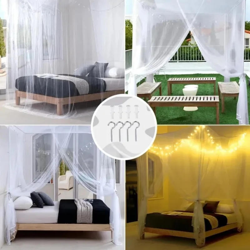 Description Picture 3 of itemSquare Mosquito Net Portable Four Corner Post Prevent Insect Outdoor Grace Canopy Palace Net Home Textile for King Size Bed