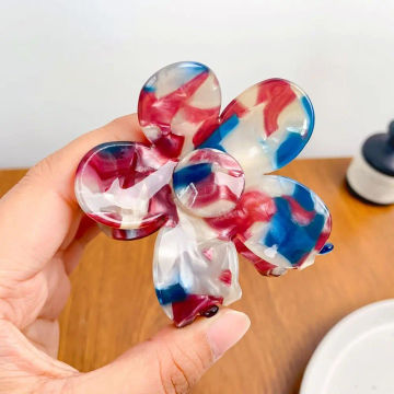 Acrylic Hair Clip Korean Style Hair Clip Flower Hair Claw Hair Accessories Large Grab Clip Acetic Acid Shark Clip