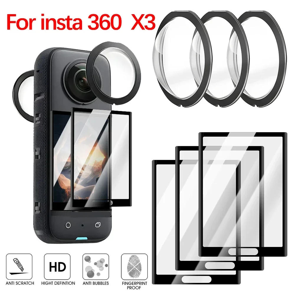 Description Picture 3 of itemFor Insta 360 X3 Sticky Lens Guard Cover LCD Screen Protector 9H Hard Tempered Glass for Insta360 X3 Action Camera Accessories