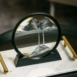 3D Hourglass Moving Sand Art Picture Round Glass Deep Sea Sandscape Craft Flowing Painting Office Home Decor Gift