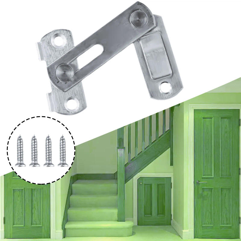 Description Picture 3 of itemNew Stainless Steel Hasp Latch Lock Sliding Door For Window Cabinet Fitting Mounted Door Buckle Security Sliding Door Latch
