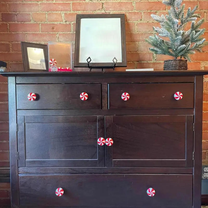 Description Picture 2 of item2 Pieces Christmas Knob Covers Creative Cabinet Dresser Pulls Christmas Drawer Knobs Microwave Oven Door Handle Protection cover