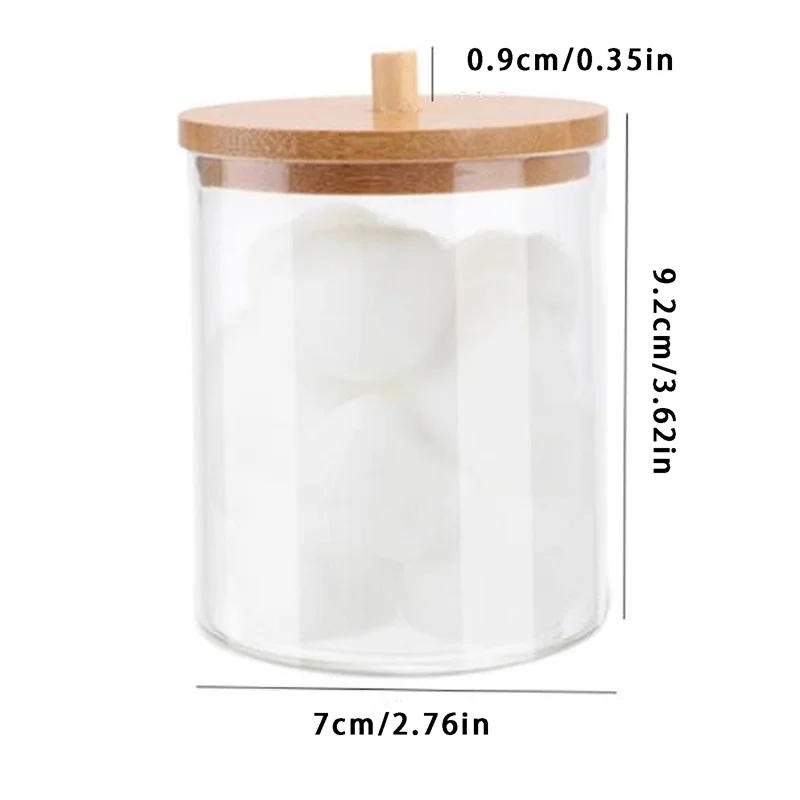 Description Picture 6 of itemPortable Bamboo Lid Cotton Swab Storage Box Round Transparent Acrylic Multipurpose Makeup Remover Cotton Boxes