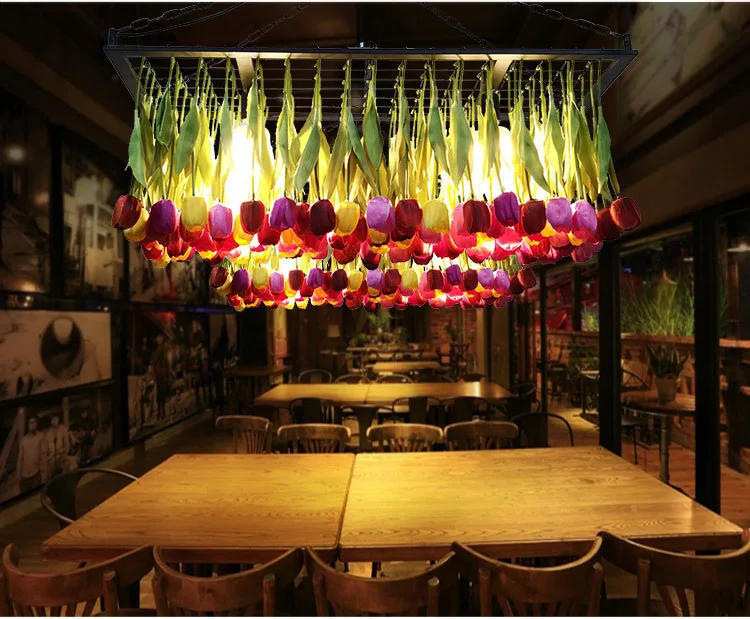 Description Picture 5 of itemPlant pendant light Creative and personalized floral pendant light Industrial style restaurant green plant lights