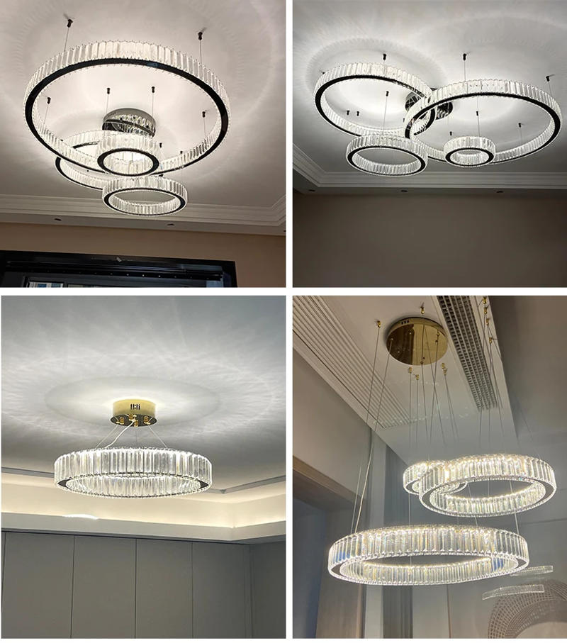 Description Picture 5 of itemModern Crystal Dimmable Led Chandelier Interior Bedroom Living Room Ceiling Pendant Lighs Luxury Ring Luster Lighting Fixtures