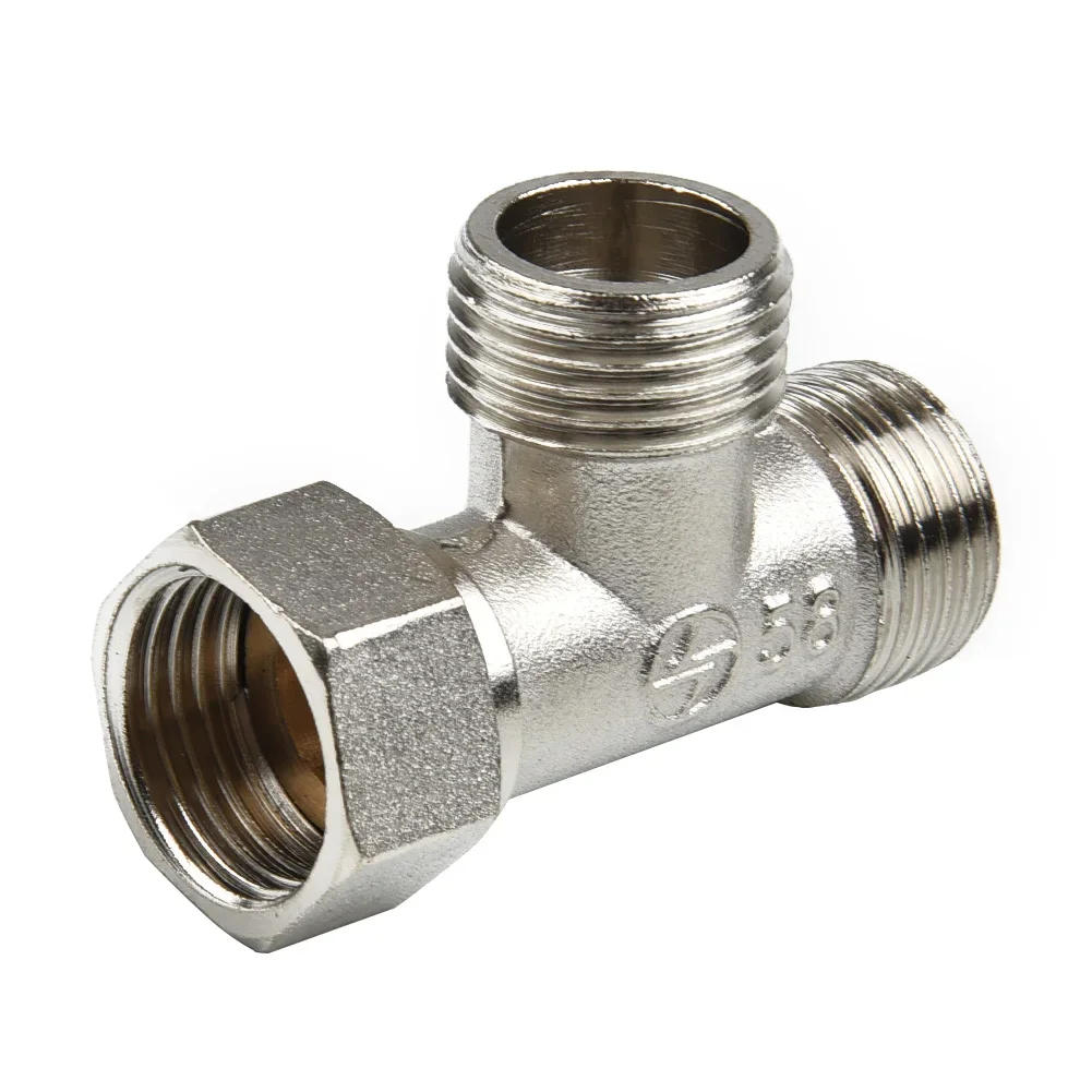 Description Picture 2 of itemToilet Diverter Valve Copper T Adapter G1/2" T-Valve For Bath Bidet Sprayer Shower Fitting 4 Points Copper Three-way Water Pipe