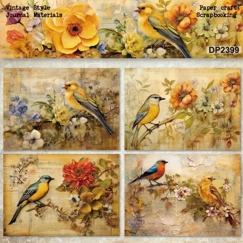 Description Picture 4 of itemPanalisacraft 8sheets A5 size Vintage Style Birds Scrapbooking patterned paper Fancy Card Pack Light weight Craft Paper Card