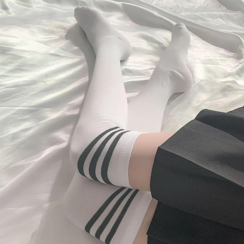 Description Picture 4 of itemSexy Black White Striped Long Socks Women Over Knee Thigh High Socks Over The Knee Stockings For Ladies Girls Warm Knee Socks