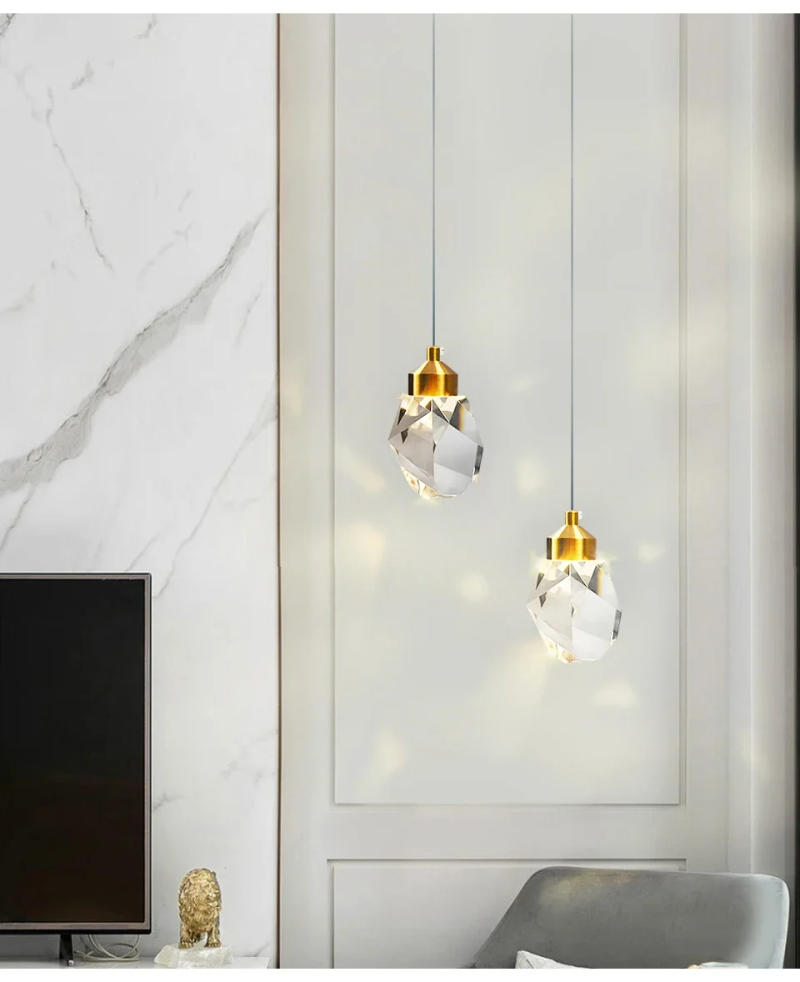 Description Picture 2 of itemLed Crystal Pendant Light for Bedroom Bedside Hotel Restaurant Cafe Kitchen Island Hanging Lamp Ceiling Chandeliers Bathroom