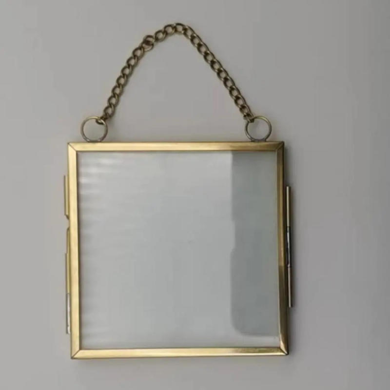 Description Picture 5 of itemSimple Pure Copper Metal Photo Picture Frame Transparent High Translucent Glass Photo Frame DIY Hanging Display Shelf Wall Decor