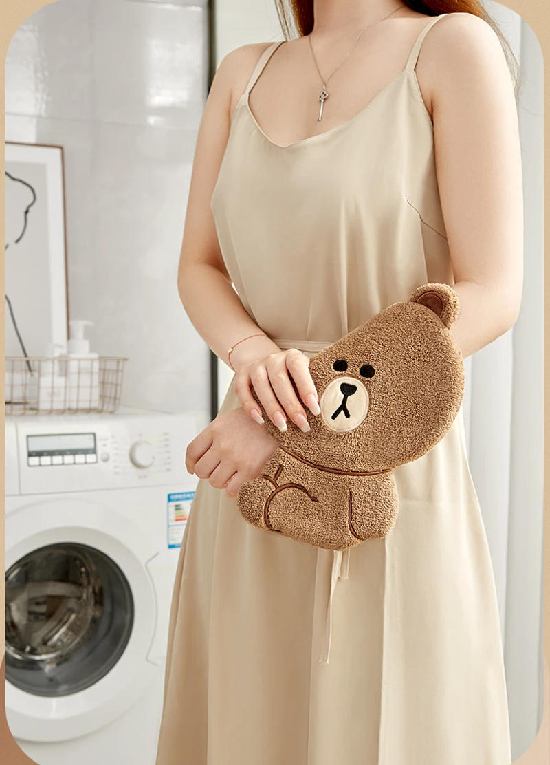 Description Picture 2 of itemCute Bear Towel Kitchen Hand Towel Soft Bath Towels Absorbent Hand Cloth for Bathroom Coral Fleece Absorbent Towels