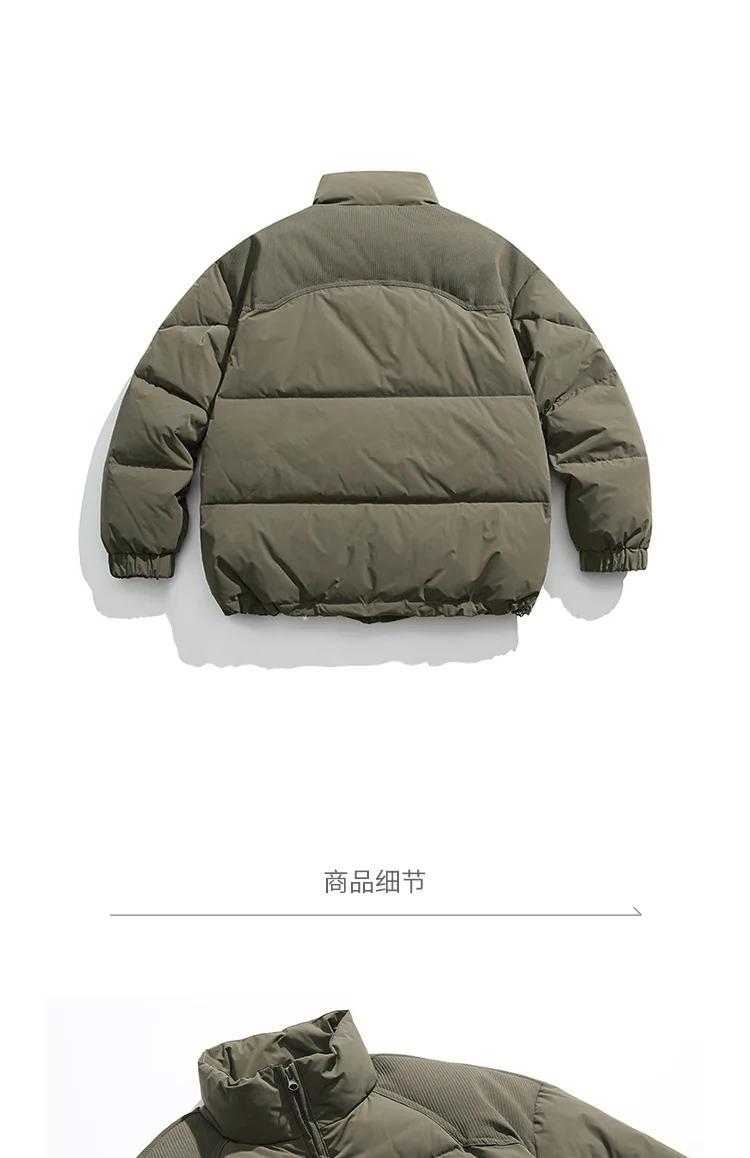 Description Picture 4 of itemMen/Women Japanese Style Stand Collar Fluffy Down Jackets Autumn Winter Thickened Warm Windproof Loose Casual Zipper Parkas Coat