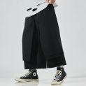 Summer Solar System Large Size Cropped Pants Men Elegant Loose Casual Youth Straight Cylinder Patchwork All-match Wide Leg Pants