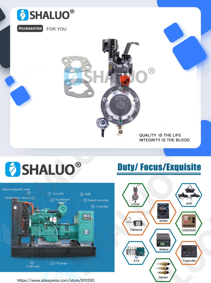 Description Picture 2 of itemP19B Frequency Conversion LPG Carburetor Kit 3KW 6.5HP 168F 170F Gasoline Generator Dual Fuel Gas Carburetor With Gaskets