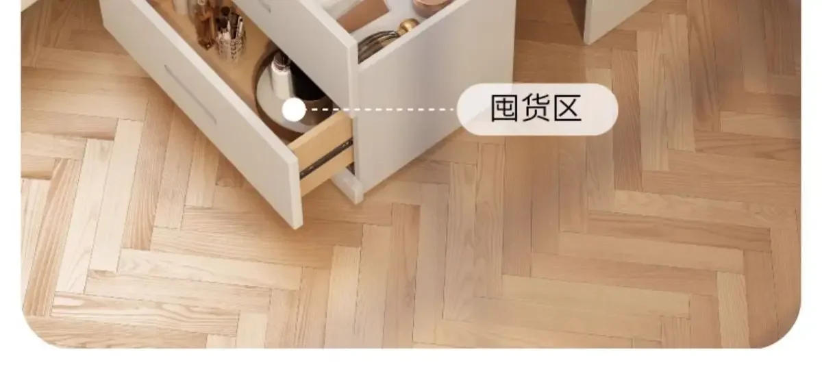 Description Picture 5 of itemCream Dressing Table Bedside Table One Modern Simple Dressing Table Bedroom Storage Bucket Cabinet Furniture Dressers