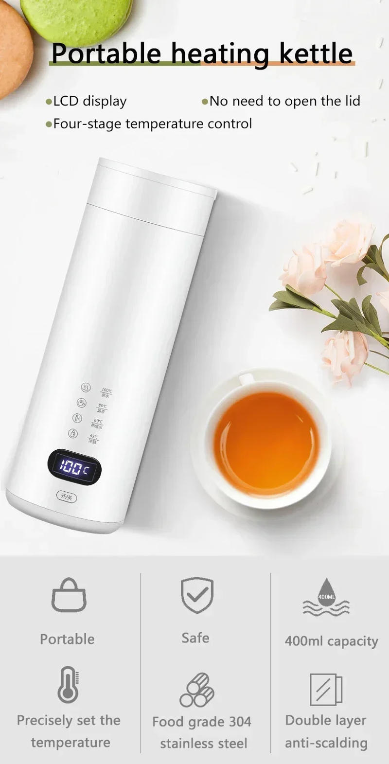 Description Picture 2 of item400ML electric water cup intelligent boiling cup electric cup multifunctional health cup portable boiling electric kettle