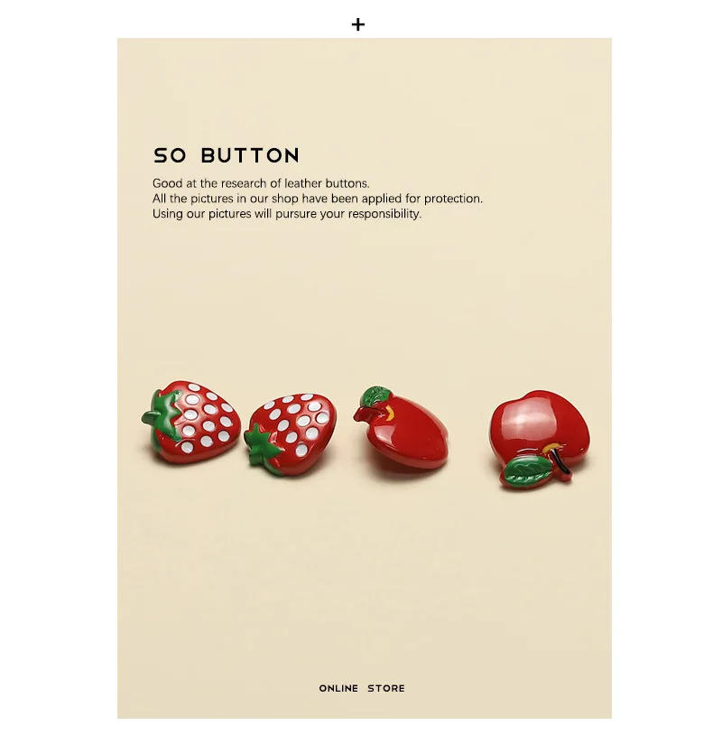 Description Picture 2 of itemPlastic Resin Buttons For Baby Clothes Lovely Strawberry Apple Embellishment Girls Sweater Cardigan Diy Crafts Supplies 10pcs