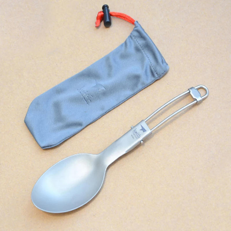 Description Picture 2 of itemKeith Lightweight Portable Titanium Camping Spoon Foldable Cutlery Tableware for Outdoor Hiking Travelling Ti5315