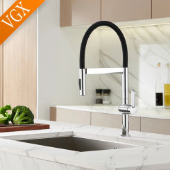 VGX Kitchen Faucet Sink Faucet Rubber Pull Down Stream Sprayer Tap Rotatable Kitchen Mixer Water Tap Hot Cold Crane Brass Chrome