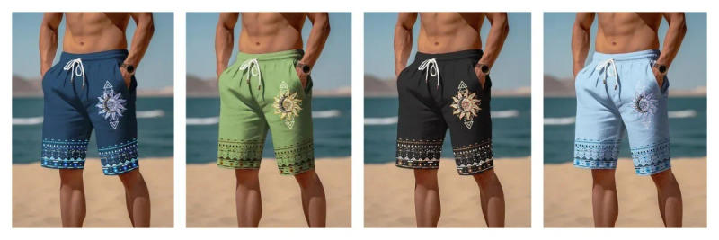 Description Picture 5 of itemFashion Style 3D Printed 2024 Summer Breathable Hawaiian Beach Pants  Plaid Pattern Men's Shorts Shorts for Men  Gym Hot Shorts