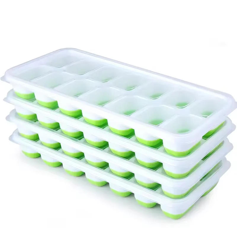 Description Picture 6 of item14 Cube Easy Release Ice Cube Tray Mold with Lid Silicone Square Molds Summer Kitchen Bar DIY Iced Cocktail Freeze Tool