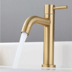 Brush gold single cold Faucet 304 SUS material Basin Bathroom Sink Water  Wash Mixer Tap