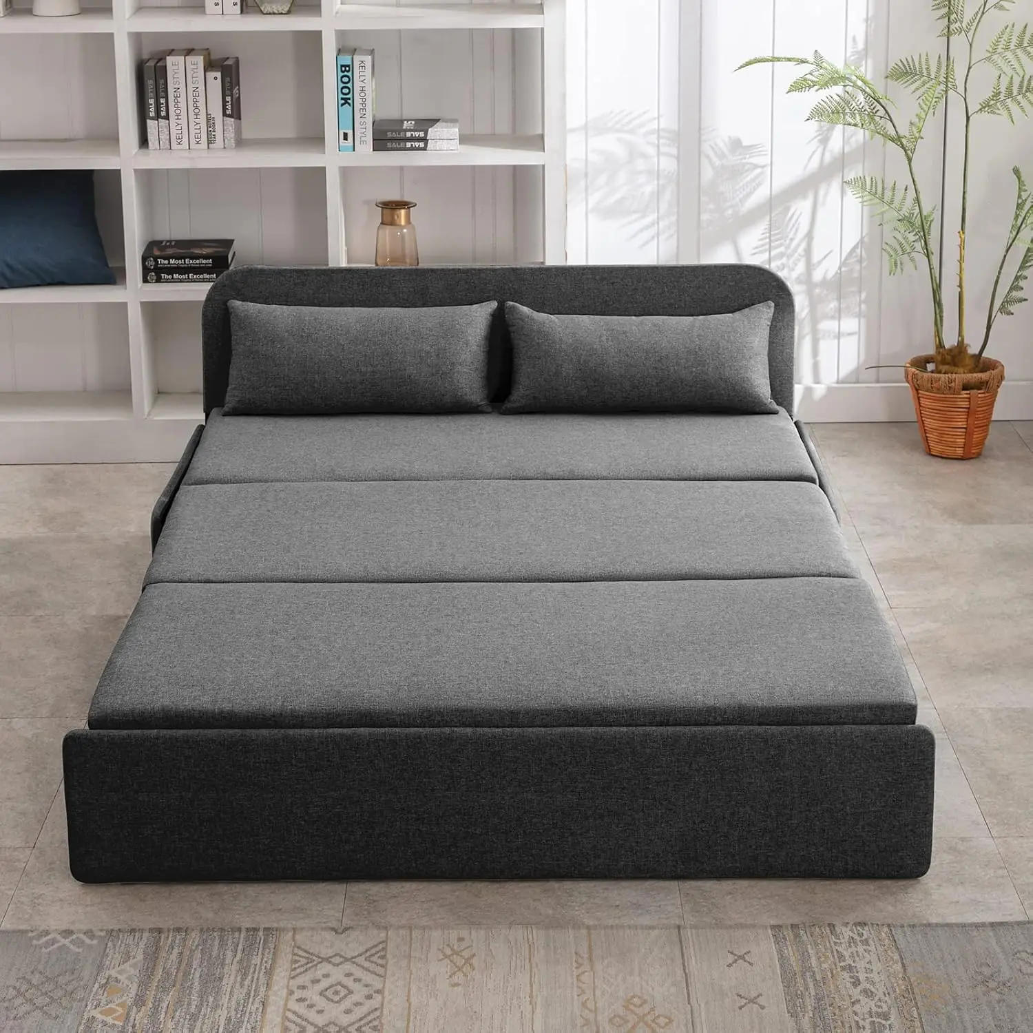 Description Picture 3 of itemSofa Bed, Queen Folding, Linen Convertible with Convertible Mattress, Double Folding Sofas Bed with 2 Cushions, Sofa Sleeper