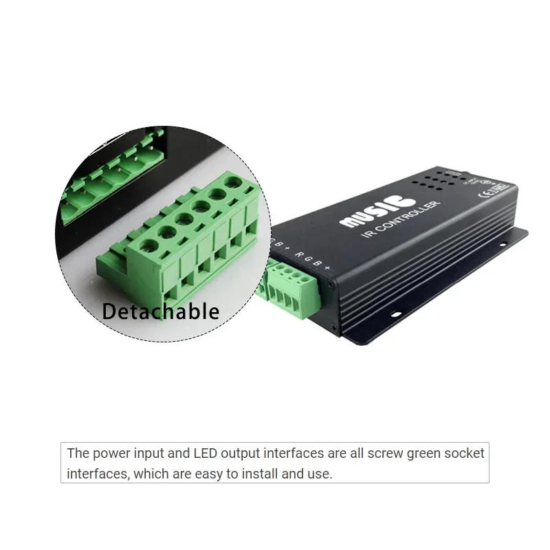 Description Picture 4 of itemLED Music Controller Kits With 24-Key IR Remote Control KTV Audio Voice Activated Dimmer for RGB 5050 2835 Color LED Strip Light