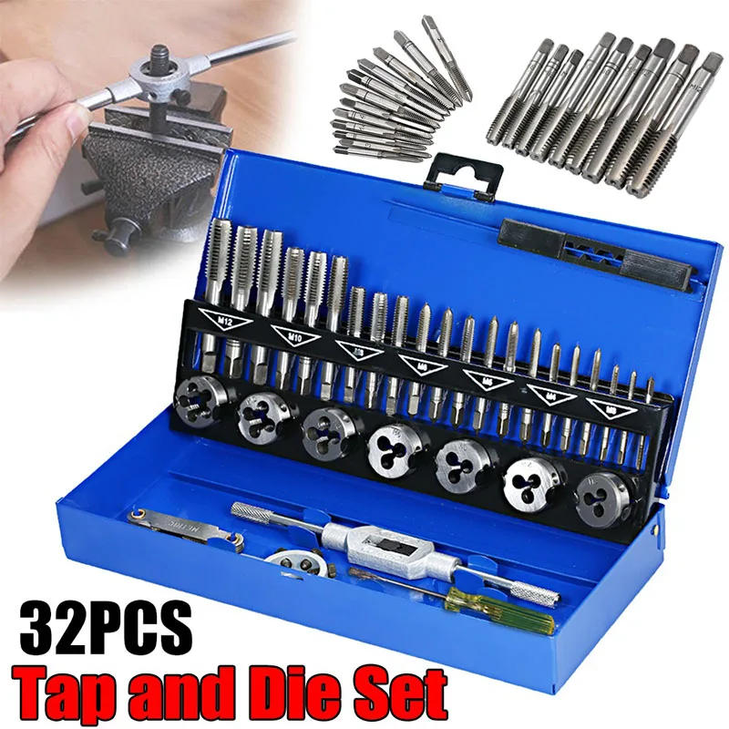 Description Picture 2 of item6/32pcs Screw Thread Hand Metric Tap Wrench And Die Set / Hand Threading Tool Tungsten Carbide Tool Bit Set