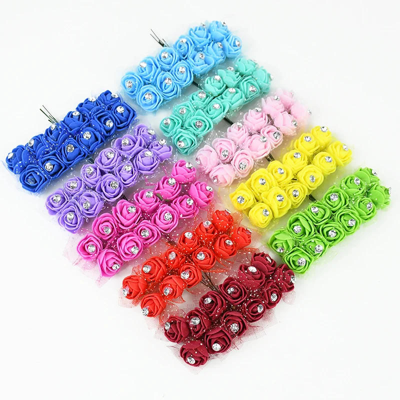 Description Picture 3 of item144Pcs 2cm Diamond Artificial Mini Foam Rose Flower Bouquet DIY Wreath Craft Wedding Party Decoration Scrapbooking Fake Flowers