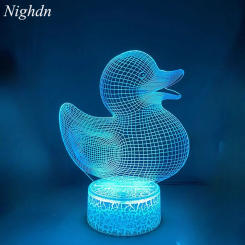 Nighdn Duck 3D Lamp LED Night Light 7 Colors Changing Nightlight Nursery Lamps Bedside Table Decor Birthday Xmas Gift for Kids