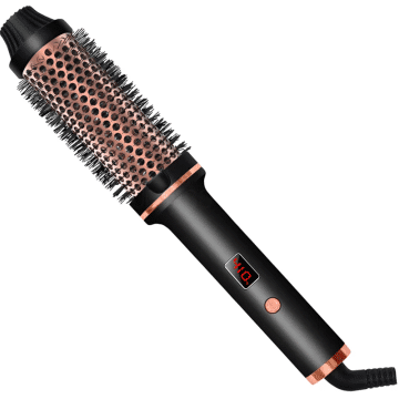 Hair Curling Iron Brush Ceramic Hair Curler Straightener Anti-Scald Heated Curling Brush Professional Styling Brush Curling Comb