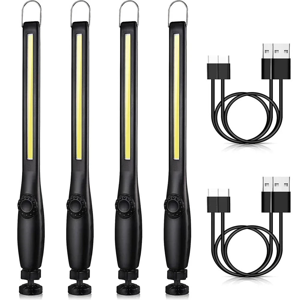 Description Picture 2 of item1-10pcs USB Rechargeable COB LED Flashlight Magnetic Work Light Hook Torch Portable Lantern Inspection Camping Car Repair Lamp