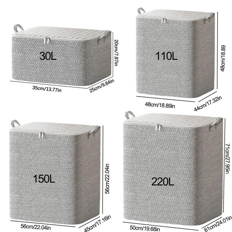 Description Picture 3 of itemNon-woven Quilt Storage Bag with Lids Zipper Foldable Clothes Quilt Bins Container Large Capacity Dust-proof Bag Organize