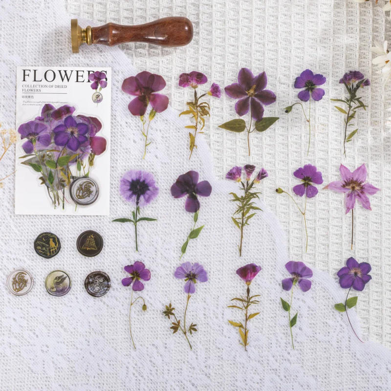 Description Picture 5 of item40 pcs Vintage Dried flower Leaf specimen Stickers aesthetic Creativity Decorative Scrapbooking Material Junk Journal Supplies