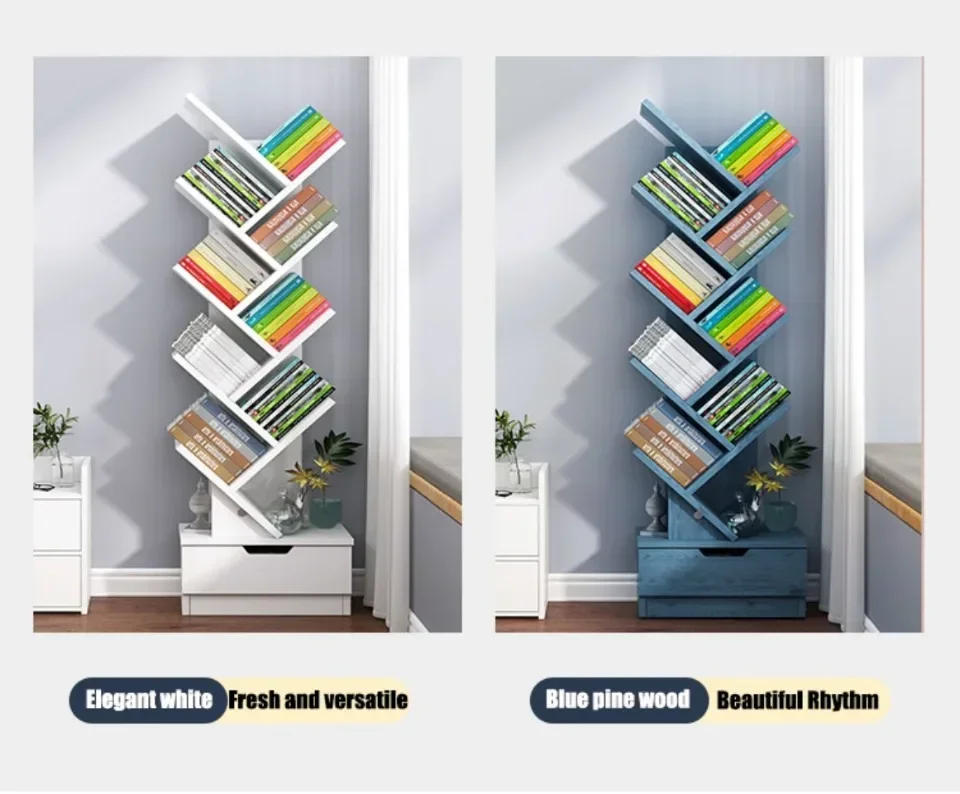 Description Picture 6 of itemTree Shaped Bookshelf Multilayer Wooden Floor Standing Storage Rack Student Desktop Wall Shelf Modern Book Shelf Furniture