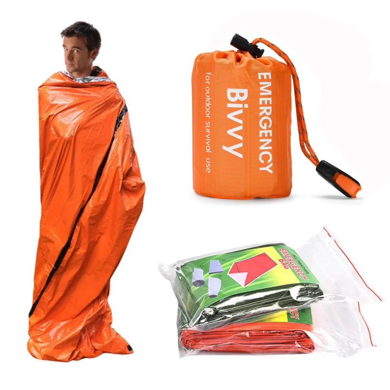 Description Picture 2 of itemOutdoor Emergency Survival Sleeping Bag Thermal Blanket Mylar Waterproof Reusable Sack Portable Camping Hiking Emergency Gear