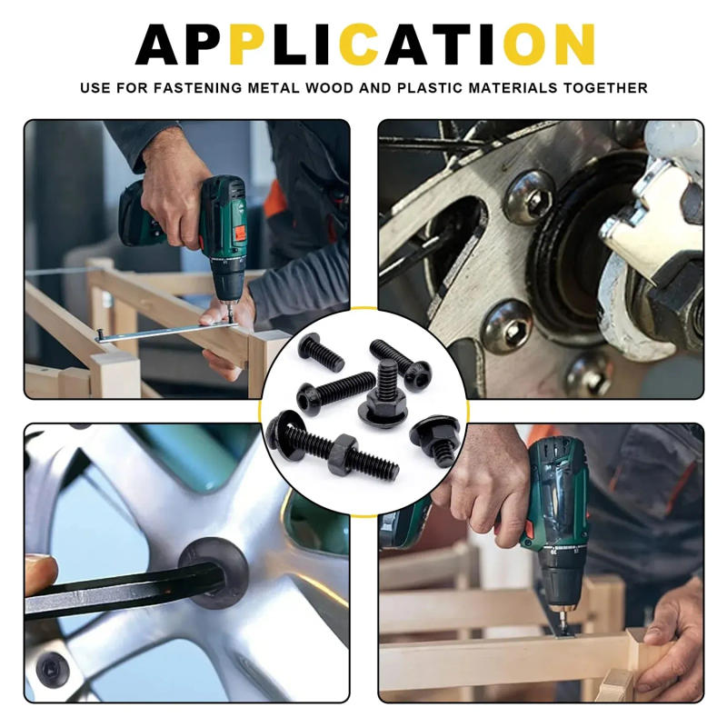 Description Picture 6 of item261Pcs M6 Push-Button Hex Screw, Black Oxide, Allen Drive, Hex Screw, Nut, Washer Sorting Kit, For Wood, Bicycle Repair