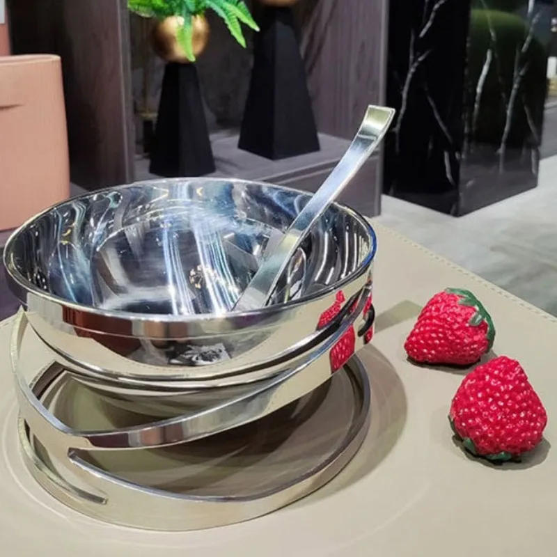 Description Picture 5 of itemModern Hollow Stainless Steel Round Fruit Plate Household Living Room Table Storage Plate Desktop Decorative Tray Ornament