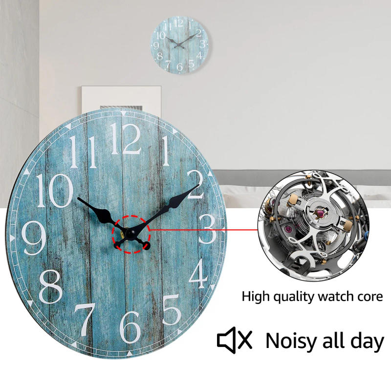 Description Picture 4 of itemWall Clock Kit Wooden Hanging Clock 10inch Silent Non-Ticking Clock Decor Retro Round Battery Operated Hanging Clock For Home
