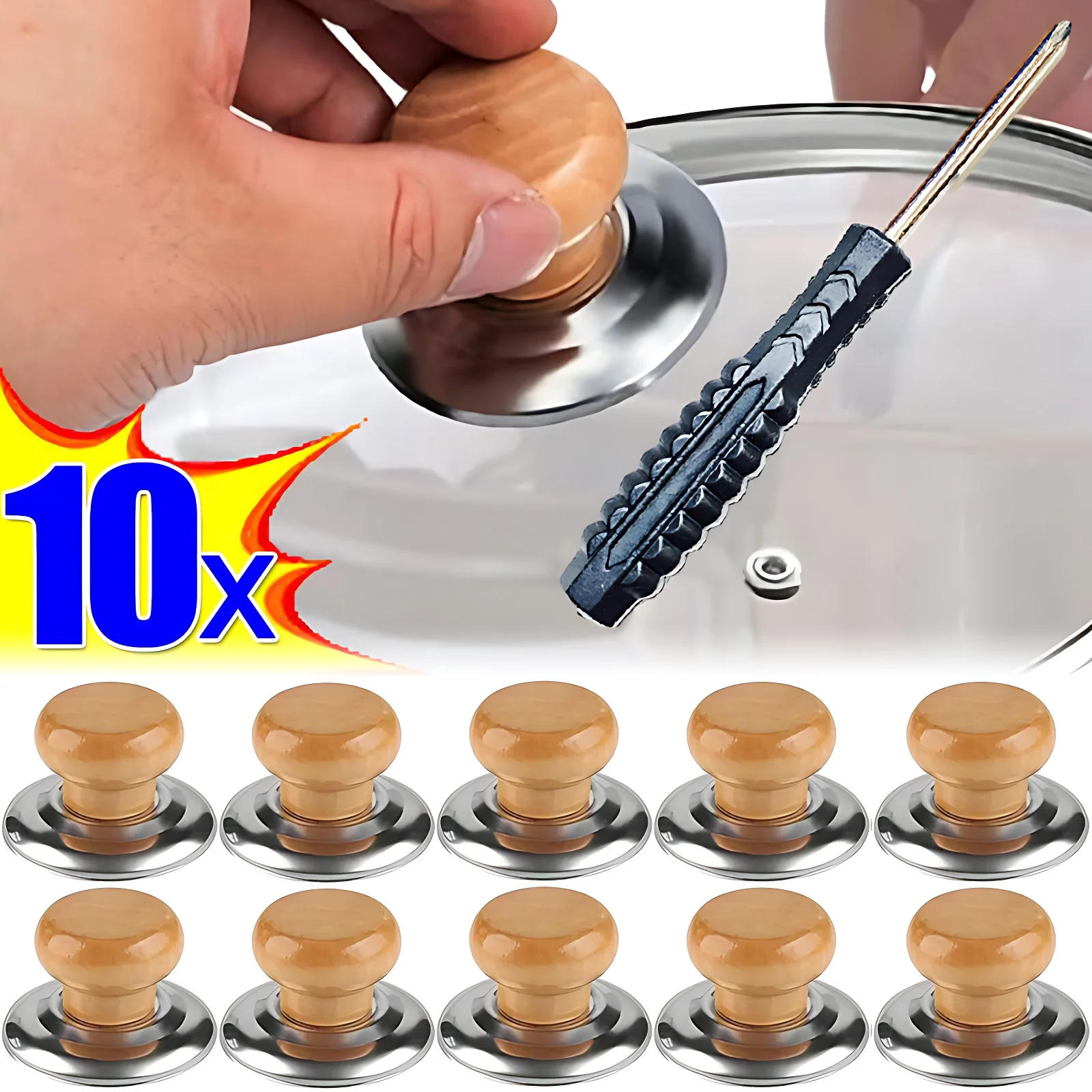 Description Picture 4 of item10/1Pcs Universal Pot Lid Handle Cookware Anti-Heat Hand Grip Pan Cover Replacement Lid Knob Handle Pot Caps Kitchen Accessories