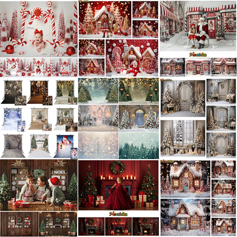 Description Picture 2 of itemChristmas Tree Backdrop Photography Winter House Background Snow New Year Window Girl Kids Photo Indoor Decoration Props Studio